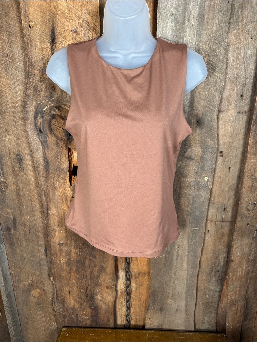 Tahari Sleeveless Scoop Tank in Warm Clay